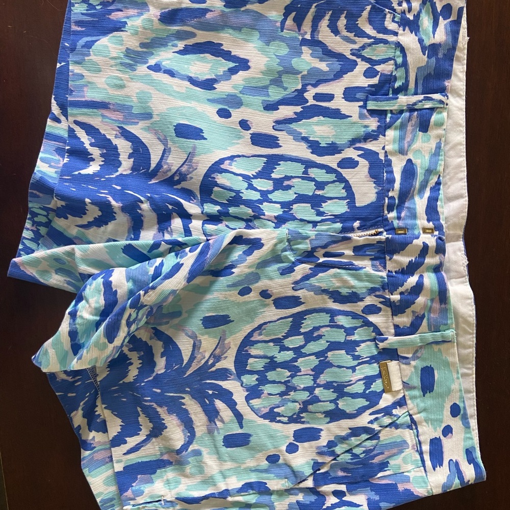 Blue and White Patterned Shorts